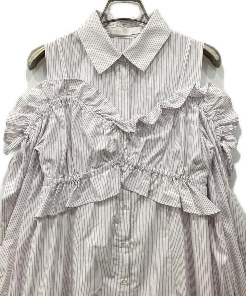 LILLIAN CARAT（リリアンカラット）LILLIAN CARAT (リリアンカラット) レイヤードデザインストライプシャツワンピース パープル サイズ:1の古着・服飾アイテム