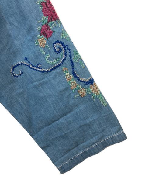freada（フリーダ）freada (フリーダ) オープンカラー 刺繍 シャツジャケット ブルー サイズ:Freeの古着・服飾アイテム