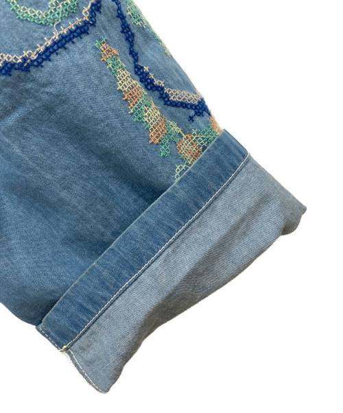 freada（フリーダ）freada (フリーダ) オープンカラー 刺繍 シャツジャケット ブルー サイズ:Freeの古着・服飾アイテム