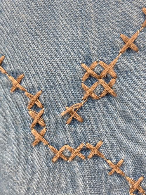 freada（フリーダ）freada (フリーダ) オープンカラー 刺繍 シャツジャケット ブルー サイズ:Freeの古着・服飾アイテム