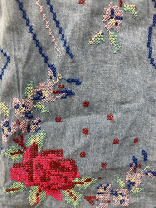 freada（フリーダ）freada (フリーダ) オープンカラー 刺繍 シャツジャケット ブルー サイズ:Freeの古着・服飾アイテム