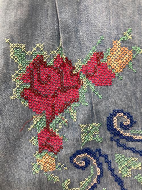 freada（フリーダ）freada (フリーダ) オープンカラー 刺繍 シャツジャケット ブルー サイズ:Freeの古着・服飾アイテム