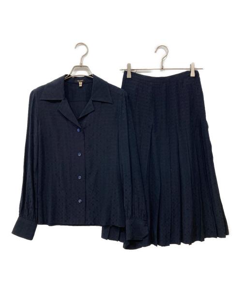 CELINE（セリーヌ）CELINE (セリーヌ) マカダム柄スカートセットアップ ネイビー サイズ:38の古着・服飾アイテム