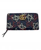 GUCCIグッチ）の古着「GGマーモント ゴースト ラウンドファスナーウォレット」｜ネイビー