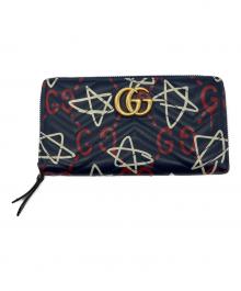 GUCCI（グッチ）の古着「GGマーモント ゴースト ラウンドファスナーウォレット」｜ネイビー