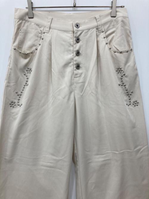BADWAY（バッドウェイ）BADWAY (バッドウェイ) 5ポケットスタッズスラックス ホワイト サイズ:Lの古着・服飾アイテム