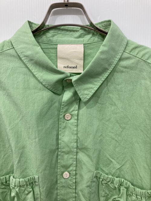 refomed（リフォメッド）refomed (リフォメッド) リストパッチワイドシャツ グリーン サイズ:2の古着・服飾アイテム