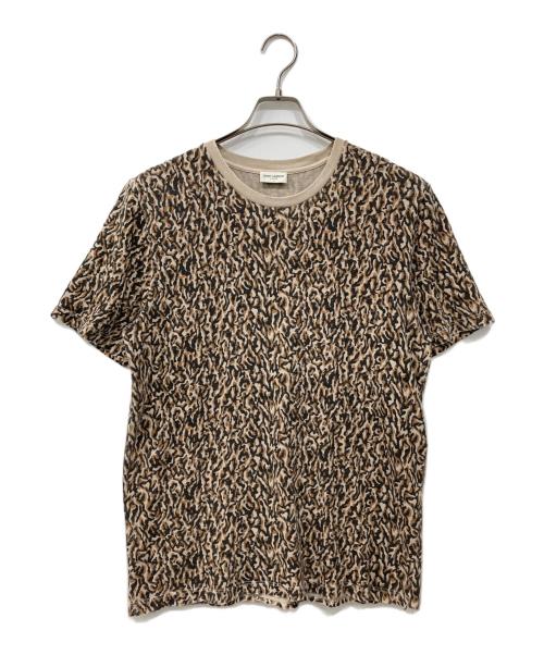 Saint Laurent Paris（サンローランパリ）Saint Laurent Paris (サンローランパリ) ダメージ加工 レオパードTシャツ ベージュ サイズ:Sの古着・服飾アイテム