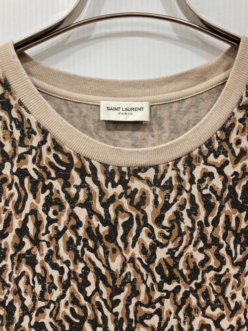 Saint Laurent Paris（サンローランパリ）Saint Laurent Paris (サンローランパリ) ダメージ加工 レオパードTシャツ ベージュ サイズ:Sの古着・服飾アイテム