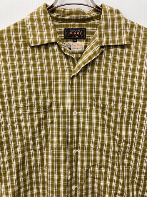 BEAMS PLUS（ビームスプラス）BEAMS PLUS (ビームスプラス) Open Collar 80/2 Madrasシャツ カーキ サイズ:Mの古着・服飾アイテム