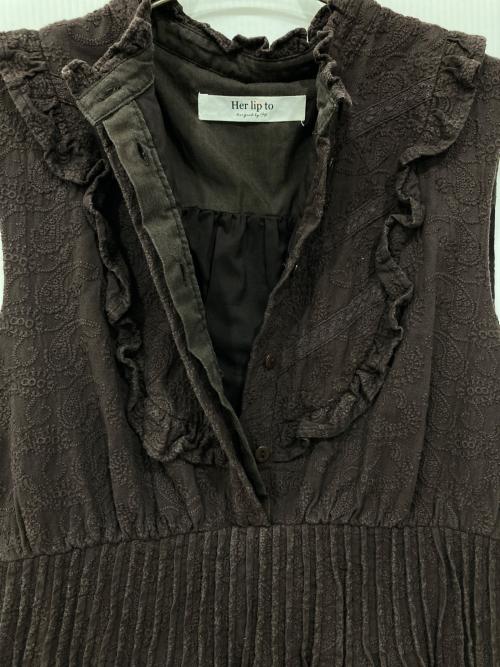 HER LIP TO（ハーリップトゥ）Her lip to (ハーリップトゥ) ノースリーブワンピース ブラウン サイズ:Mの古着・服飾アイテム