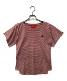 Vivienne Westwood RED LABEL（ヴィヴィアンウエストウッドレッドレーベル）の古着「ボーダーカットソー」｜ホワイト×レッド