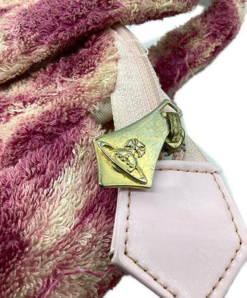 Vivienne Westwood（ヴィヴィアンウエストウッド）Vivienne Westwood (ヴィヴィアンウエストウッド) パイル地ハンドバッグ ピンクの古着・服飾アイテム