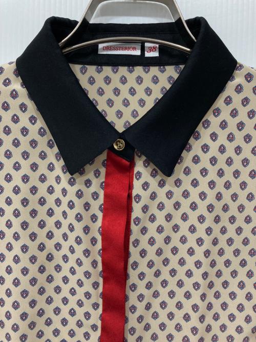 DRESSTERIOR（ドレステリア）DRESSTERIOR (ドレステリア) ヴィンテージパターンプリントコンビシャツ ベージュ×ブラック サイズ:38の古着・服飾アイテム