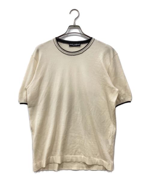 DOLCE & GABBANA（ドルチェ＆ガッバーナ）DOLCE & GABBANA (ドルチェ＆ガッバーナ) カシミヤ半袖ニット アイボリー サイズ:50の古着・服飾アイテム