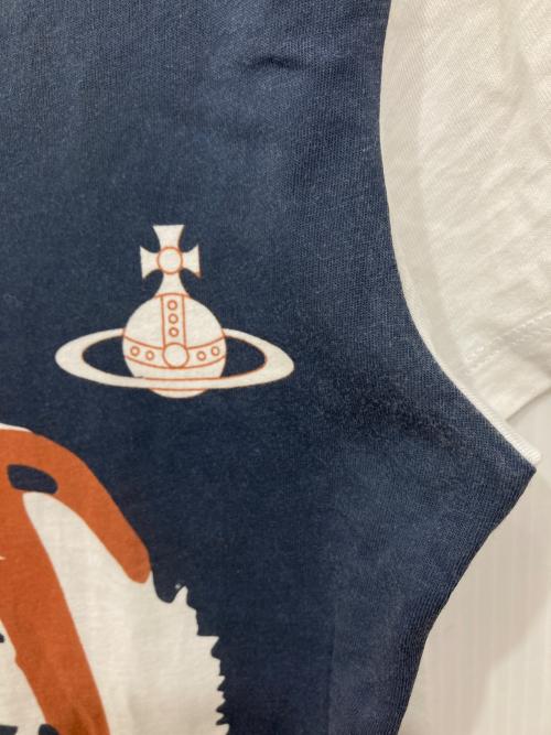 Vivienne Westwood（ヴィヴィアンウエストウッド）Vivienne Westwood (ヴィヴィアンウエストウッド) 猫プリントTシャツ ネイビー×ブラウン サイズ:Sの古着・服飾アイテム