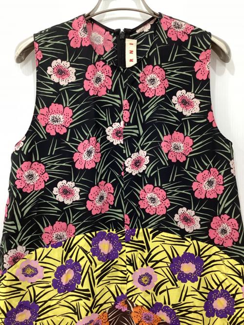 MARNI（マルニ）MARNI (マルニ) フラワープリントヘムラインロングドレス マルチカラー サイズ:38の古着・服飾アイテム