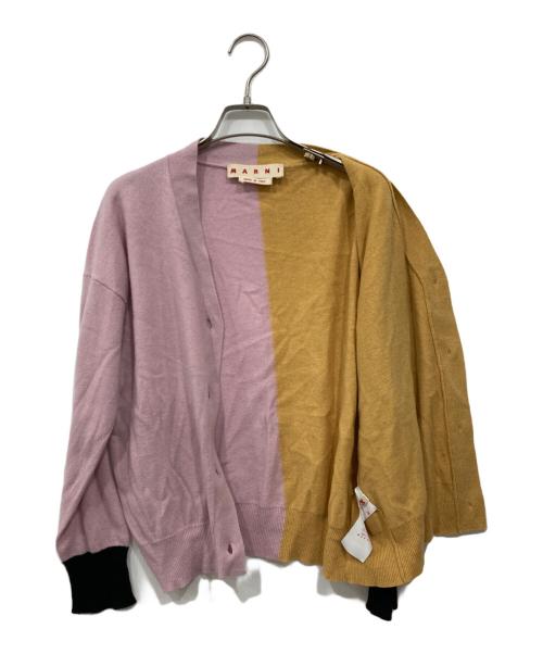 MARNI（マルニ）MARNI (マルニ) カシミヤカ混ニットーディガン イエロー×ピンク サイズ:36の古着・服飾アイテム