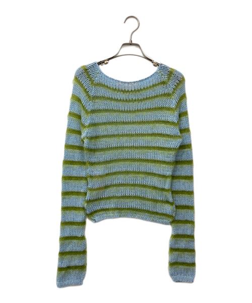 MARNI（マルニ）MARNI (マルニ) コットン モヘア ボーダー ニット ブルー×グリーン サイズ:40の古着・服飾アイテム