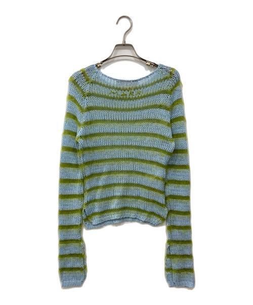 MARNI（マルニ）MARNI (マルニ) コットン モヘア ボーダー ニット ブルー×グリーン サイズ:40の古着・服飾アイテム