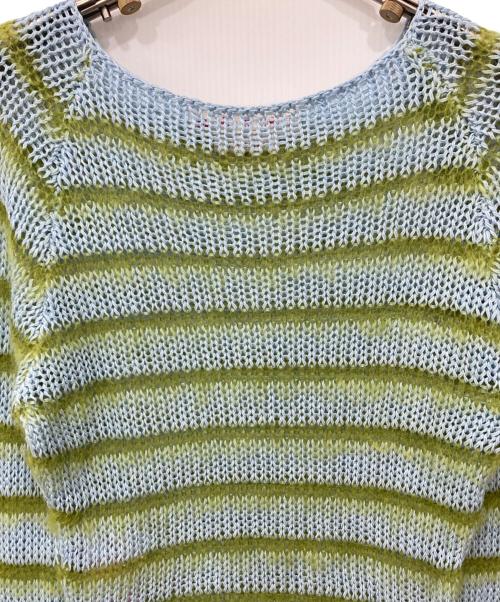 MARNI（マルニ）MARNI (マルニ) コットン モヘア ボーダー ニット ブルー×グリーン サイズ:40の古着・服飾アイテム