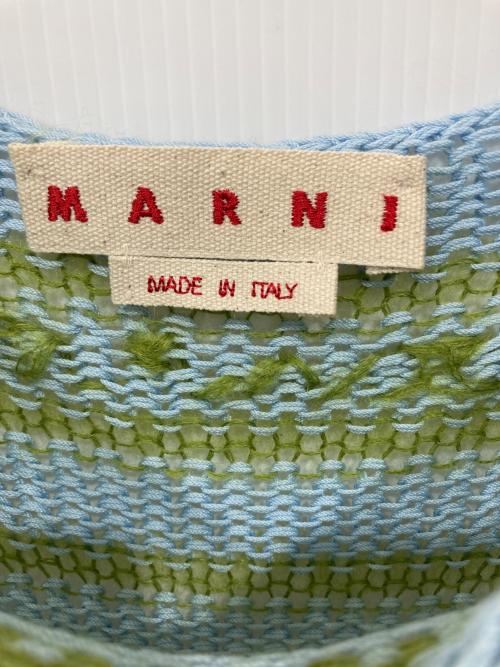 MARNI（マルニ）MARNI (マルニ) コットン モヘア ボーダー ニット ブルー×グリーン サイズ:40の古着・服飾アイテム