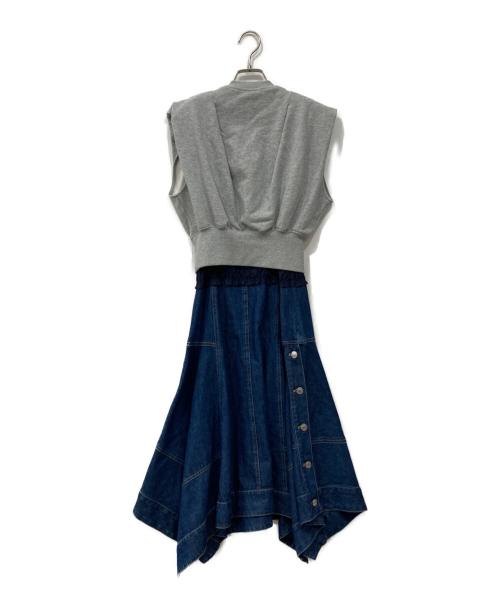 3.1 phillip lim（スリーワンフィリップリム）3.1 phillip lim (スリーワンフィリップリム) デニムコンボ フレンチテリードレス グレー×インディゴの古着・服飾アイテム