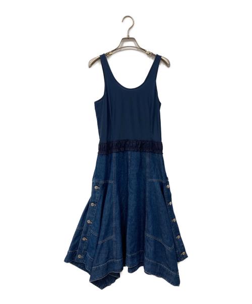 3.1 phillip lim（スリーワンフィリップリム）3.1 phillip lim (スリーワンフィリップリム) デニムコンボ フレンチテリードレス グレー×インディゴの古着・服飾アイテム