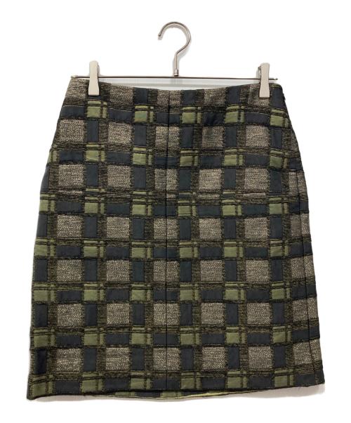 MARNI（マルニ）MARNI (マルニ) ジャガードスカート カーキ×グレー サイズ:38の古着・服飾アイテム