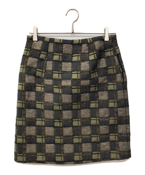 MARNI（マルニ）MARNI (マルニ) ジャガードスカート カーキ×グレー サイズ:38の古着・服飾アイテム