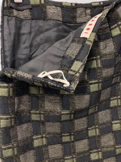 MARNI（マルニ）MARNI (マルニ) ジャガードスカート カーキ×グレー サイズ:38の古着・服飾アイテム