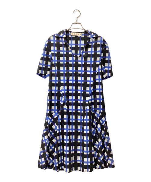 MARNI（マルニ）MARNI (マルニ) チェックワンピース ブルー×ブラック サイズ:36の古着・服飾アイテム