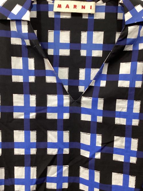 MARNI（マルニ）MARNI (マルニ) チェックワンピース ブルー×ブラック サイズ:36の古着・服飾アイテム