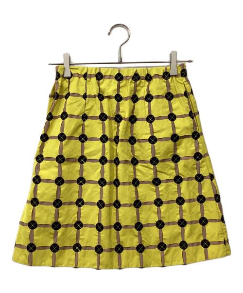 MARNI（マルニ）MARNI (マルニ) 総柄スカート イエロー×ブラック サイズ:38の古着・服飾アイテム