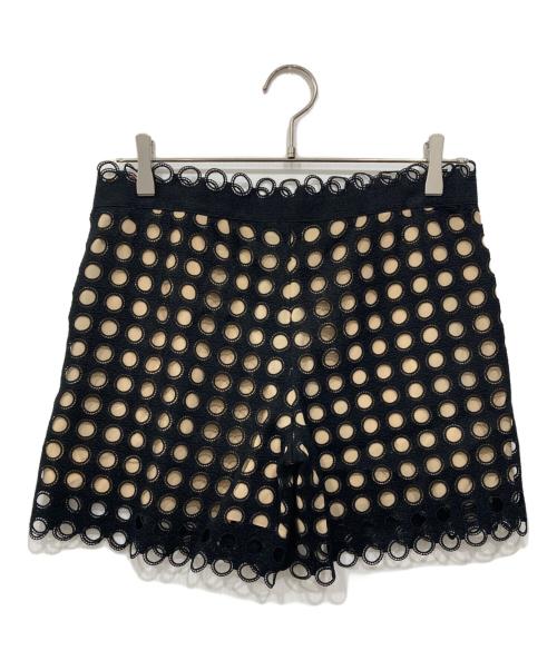 Chloe（クロエ）Chloe (クロエ) パンチングショートパンツ ブラック×ベージュ サイズ:34の古着・服飾アイテム