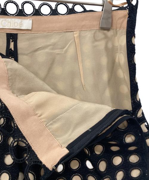 Chloe（クロエ）Chloe (クロエ) パンチングショートパンツ ブラック×ベージュ サイズ:34の古着・服飾アイテム