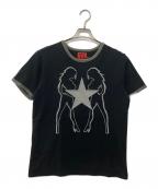 Heaven by Marc Jacobsヘブンバイマークジェイコブス）の古着「スターメッシュリンガーTシャツ」｜ブラック×グレー