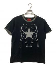 Heaven by Marc Jacobs（ヘブンバイマークジェイコブス）の古着「スターメッシュリンガーTシャツ」｜ブラック×グレー
