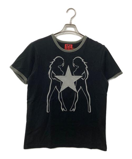 Heaven by Marc Jacobs（ヘブンバイマークジェイコブス）Heaven by Marc Jacobs (ヘブンバイマークジェイコブス) スターメッシュリンガーTシャツ ブラック×グレー サイズ:XSの古着・服飾アイテム