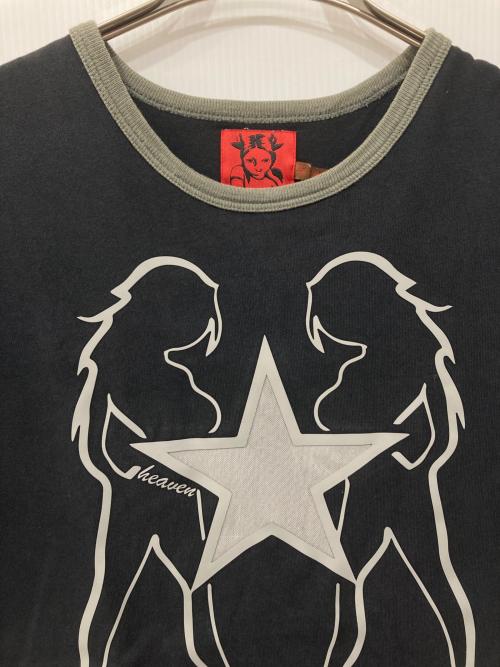 Heaven by Marc Jacobs（ヘブンバイマークジェイコブス）Heaven by Marc Jacobs (ヘブンバイマークジェイコブス) スターメッシュリンガーTシャツ ブラック×グレー サイズ:XSの古着・服飾アイテム