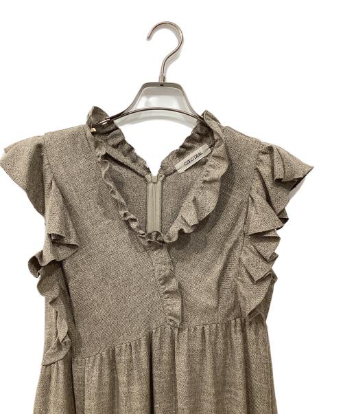 COCODEAL（ココディール）COCODEAL (ココディール) ツイード調フリルアシメデザインワンピース ベージュ サイズ:1の古着・服飾アイテム