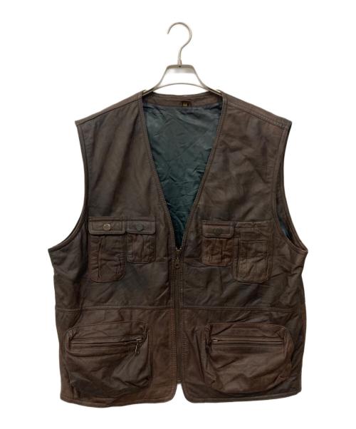 echtes leder（エヒテス レーダァ）ECHTES LEDER (エヒテス レーダァ) レザーベスト ブラウン サイズ:52の古着・服飾アイテム