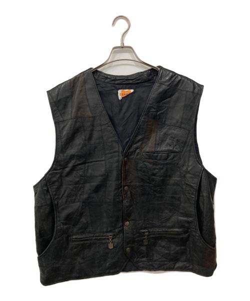 LEDA（レダ）LEDA (レダ) パッチワークレザーベスト ブラック サイズ:不明の古着・服飾アイテム