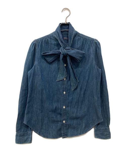 POLO RALPH LAUREN（ポロ・ラルフローレン）POLO RALPH LAUREN (ポロ・ラルフローレン) ボウタイデニムシャツ インディゴ サイズ:6の古着・服飾アイテム