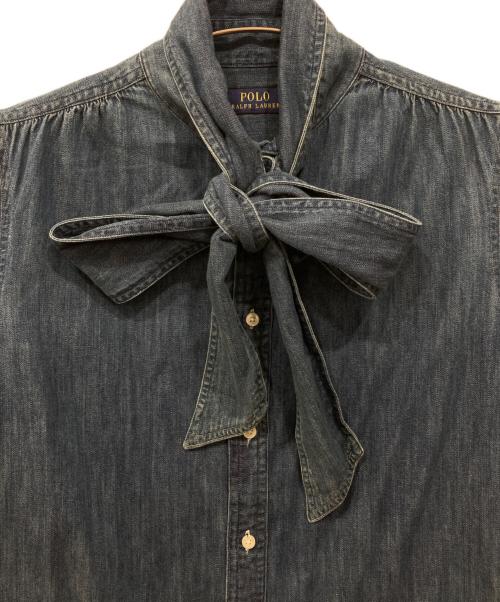 POLO RALPH LAUREN（ポロ・ラルフローレン）POLO RALPH LAUREN (ポロ・ラルフローレン) ボウタイデニムシャツ インディゴ サイズ:6の古着・服飾アイテム
