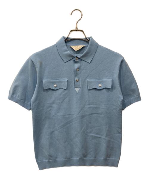Abuku（アブク）Abuku (アブク) パールウエスタンニットポロシャツ ブルー サイズ:Mの古着・服飾アイテム