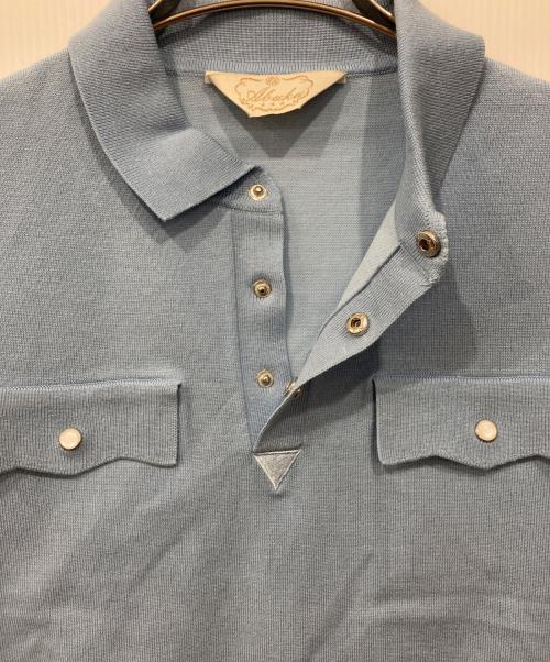 Abuku（アブク）Abuku (アブク) パールウエスタンニットポロシャツ ブルー サイズ:Mの古着・服飾アイテム