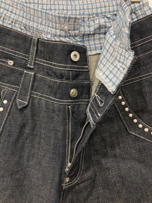 Abuku（アブク）Abuku (アブク) 3レイヤードパールローライズデニム インディゴ サイズ:Mの古着・服飾アイテム