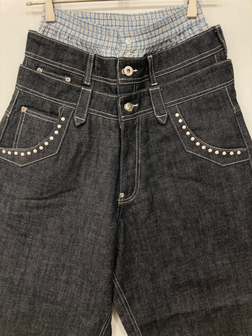 Abuku（アブク）Abuku (アブク) 3レイヤードパールローライズデニム インディゴ サイズ:Mの古着・服飾アイテム