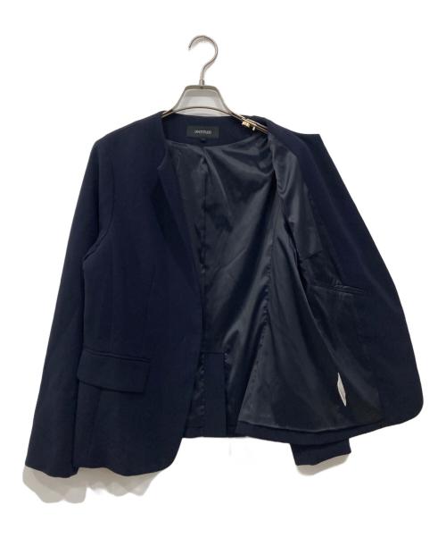 UNTITLED（アンタイトル）UNTITLED (アンタイトル) ジョーゼット ノーカラージャケット ネイビー サイズ:Lの古着・服飾アイテム